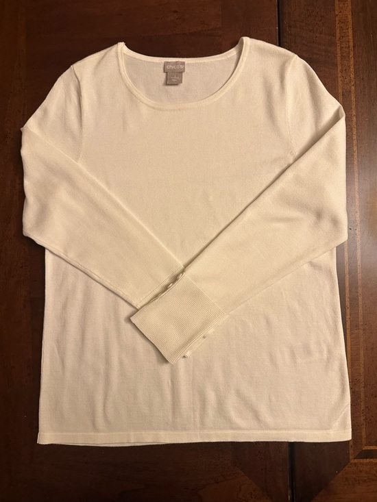 Chico's Sweaters - Chico's Cream Crewneck Top- Lightweight Long Sleeve